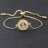 Blair Initial Pave Setting Cubic Zircon Adjustable Charm Bracelet